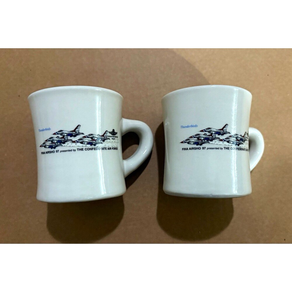 Thunderbirds Warshow 97 Confederate Air Force Airplane Graphic Mugs Lot of 2